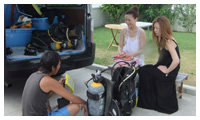 Explain & practice diving equipment on land